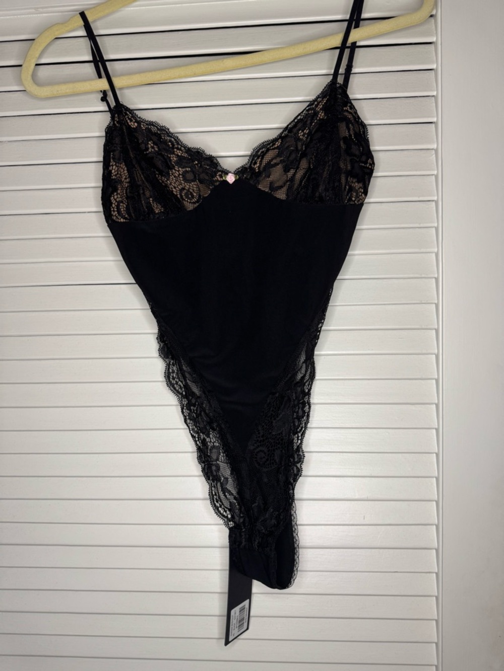 I.AM.GIA Black Lace-Trim Satin-Feel Slip Bodysuit